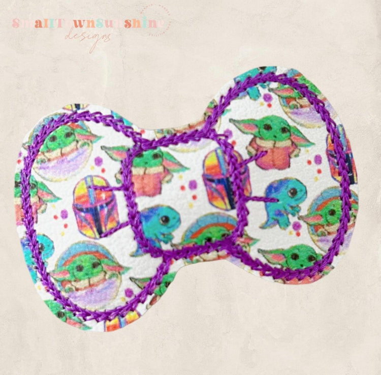 Galaxy Kids Collection - Embroidered Bow Snap Clip Barrettes