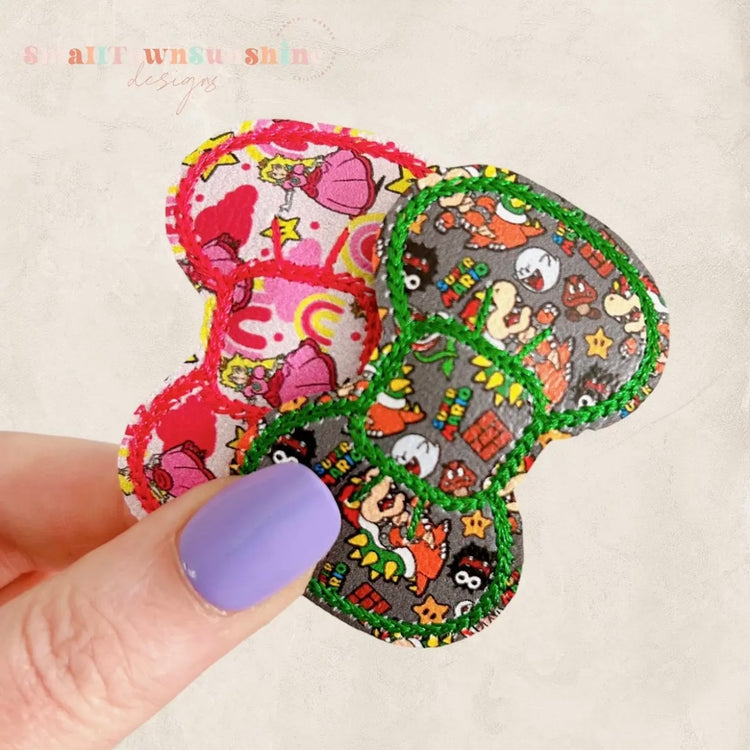 Gaming Bros Collection - Embroidered Bow Snap Clip Barrettes