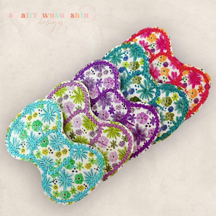 Bright Floral Collection - Embroidered Bow Snap Clip Barrettes