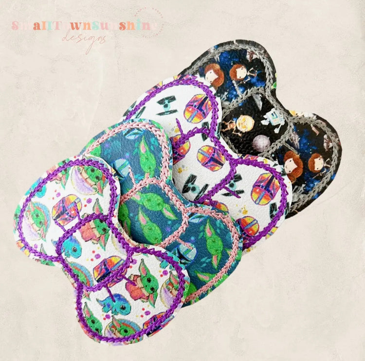 Galaxy Kids Collection - Embroidered Bow Snap Clip Barrettes