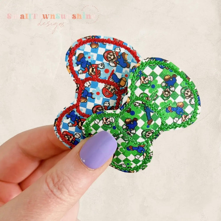 Gaming Bros Collection - Embroidered Bow Snap Clip Barrettes