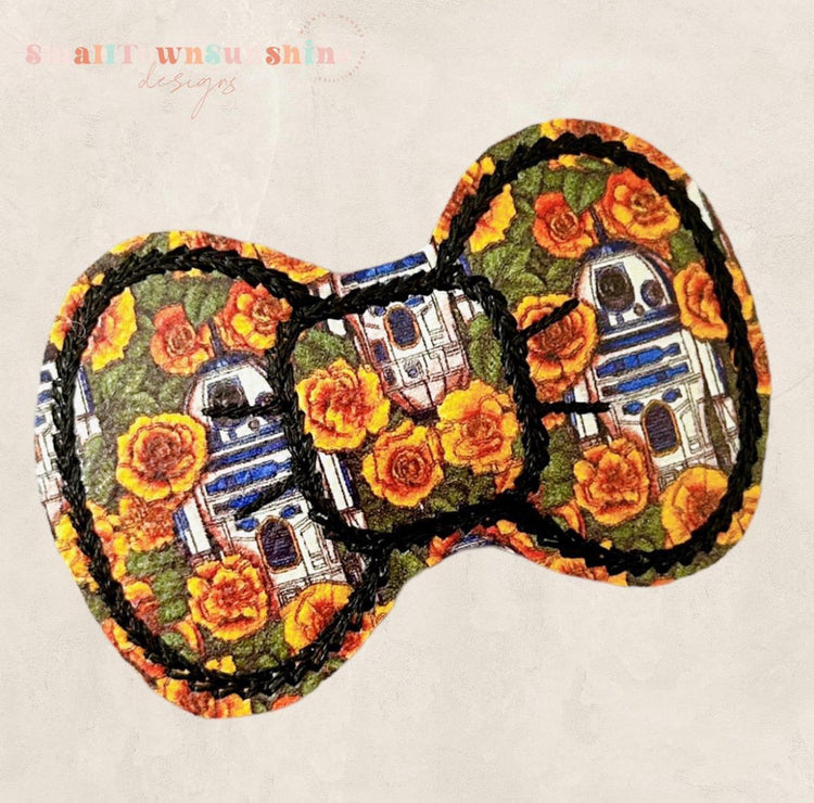 Floral Hidden Galaxy Characters Collection - Embroidered Bow Snap Clip Barrettes