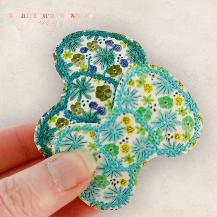 Bright Floral Collection - Embroidered Bow Snap Clip Barrettes