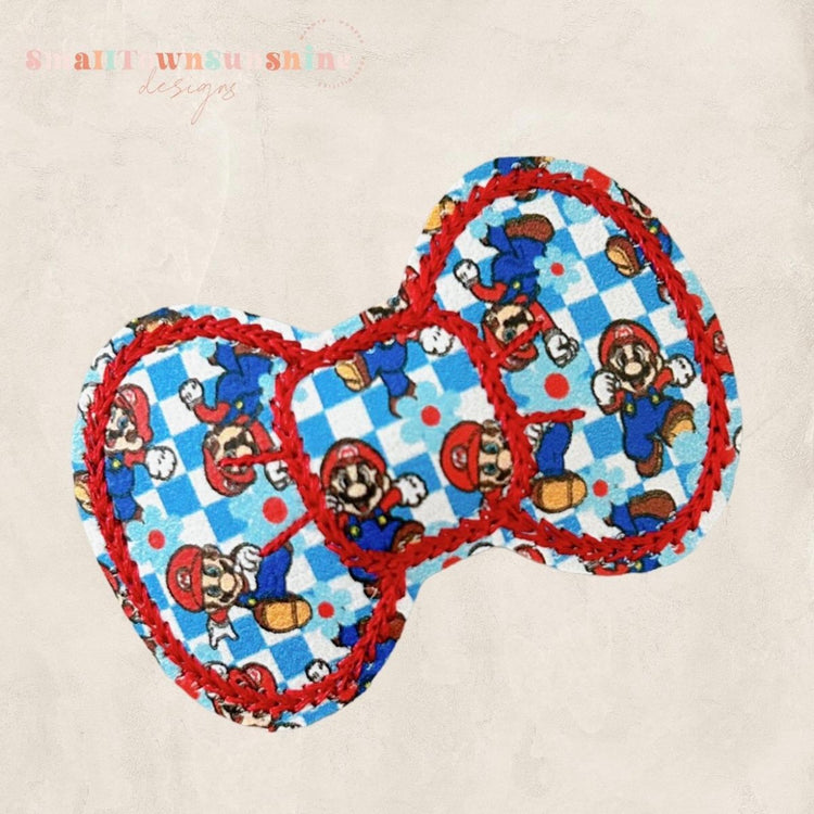 Gaming Bros Collection - Embroidered Bow Snap Clip Barrettes