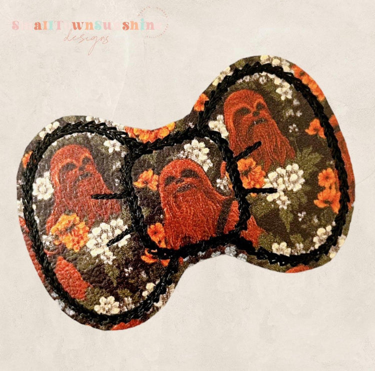 Floral Hidden Galaxy Characters Collection - Embroidered Bow Snap Clip Barrettes