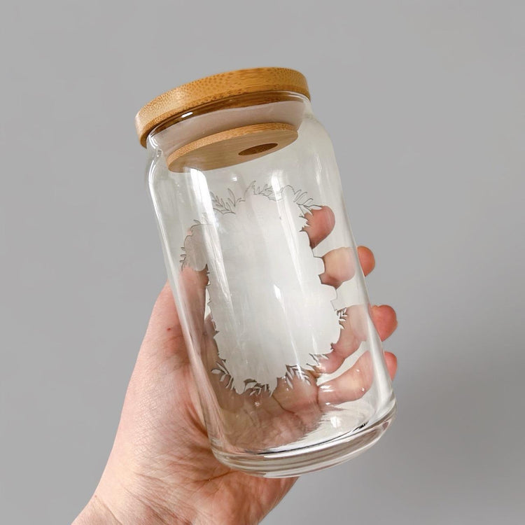 Floral Book Stack Glass Can Cup