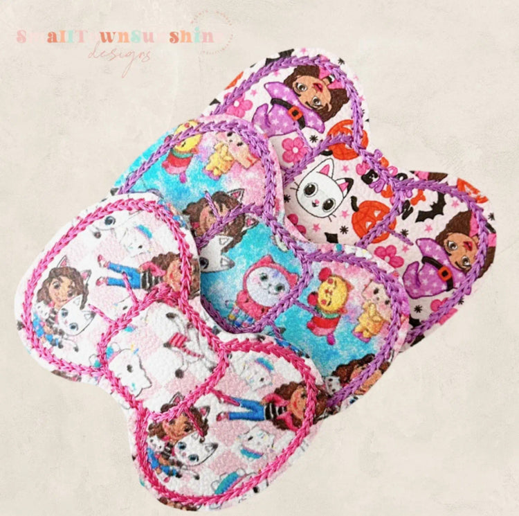 G’s Dollhouse Collection - Embroidered Bow Snap Clip Barrettes