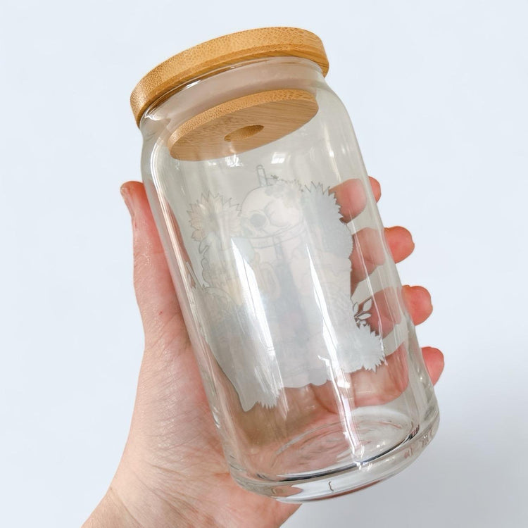 Sunflower Skellie Glass Can Cup