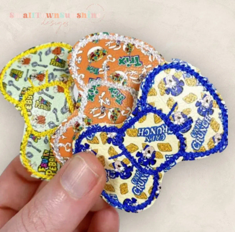 Throwback Cereal Collection - Embroidered Bow Snap Clip Barrettes