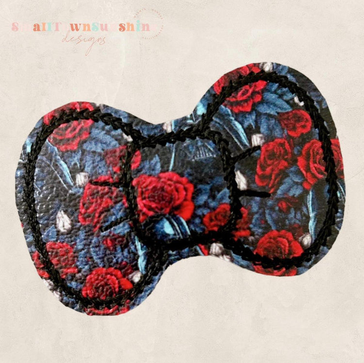 Floral Hidden Galaxy Characters Collection - Embroidered Bow Snap Clip Barrettes