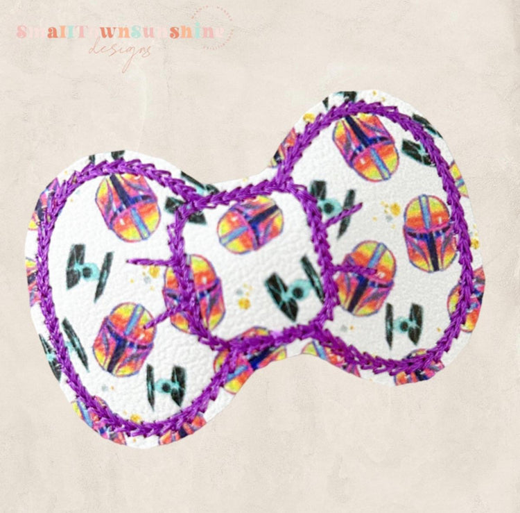 Galaxy Kids Collection - Embroidered Bow Snap Clip Barrettes