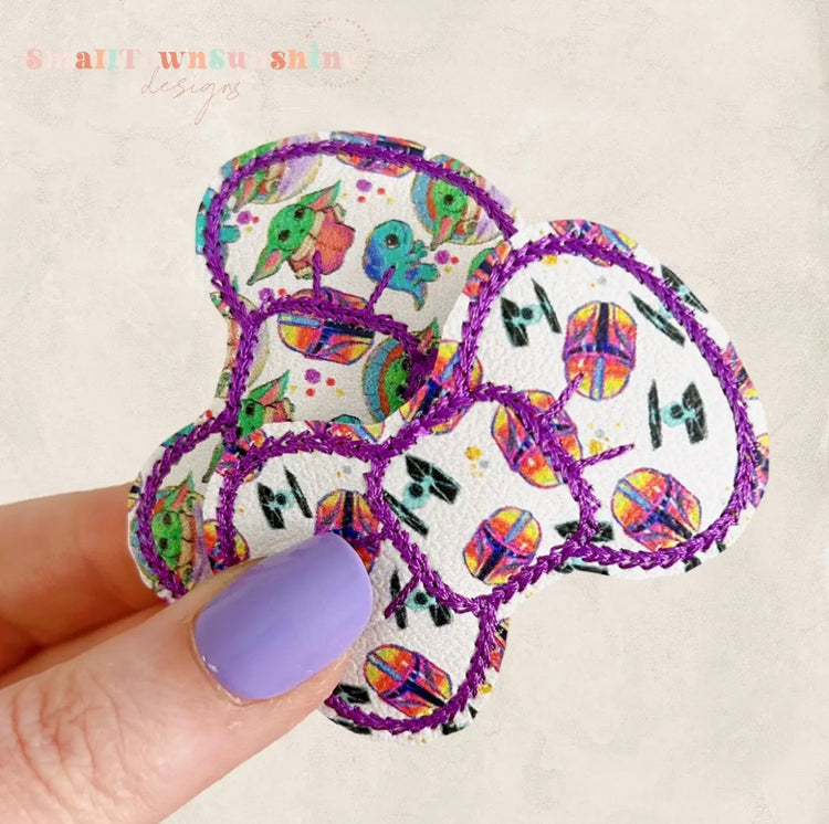 Galaxy Kids Collection - Embroidered Bow Snap Clip Barrettes