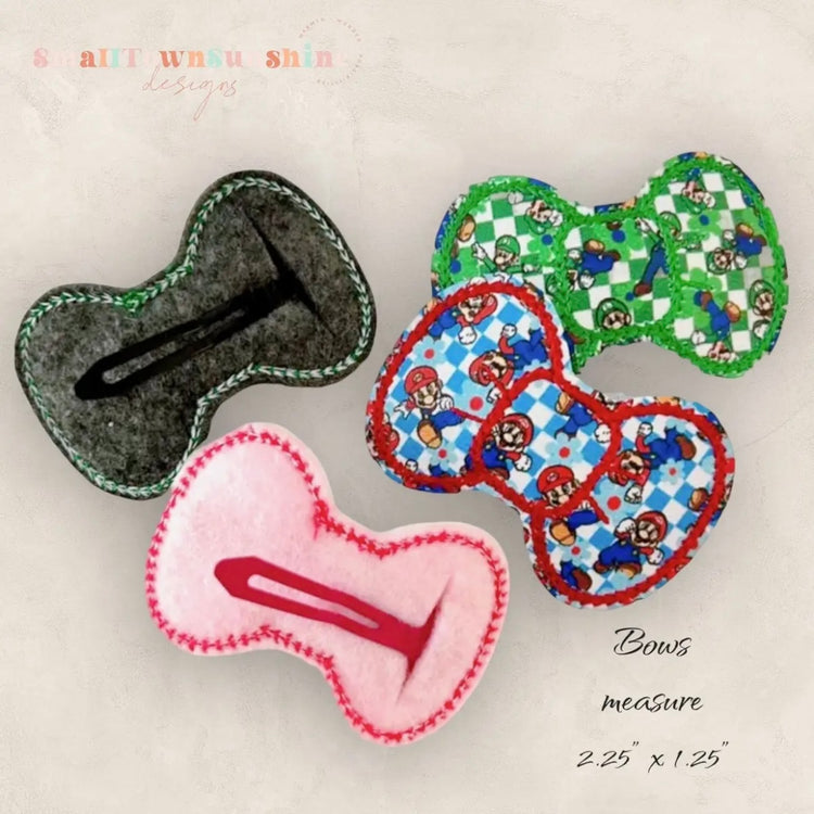 Gaming Bros Collection - Embroidered Bow Snap Clip Barrettes
