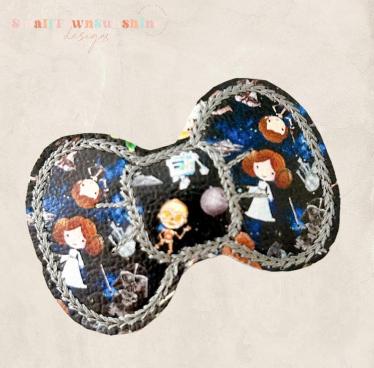 Galaxy Kids Collection - Embroidered Bow Snap Clip Barrettes