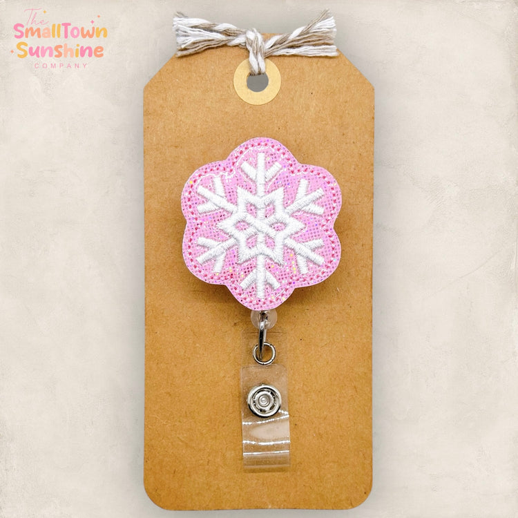 Pink Snowflake Badge Topper