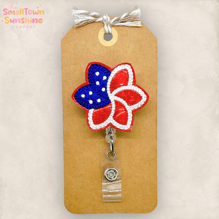 Patriotic Pinwheel Flower Badge Topper