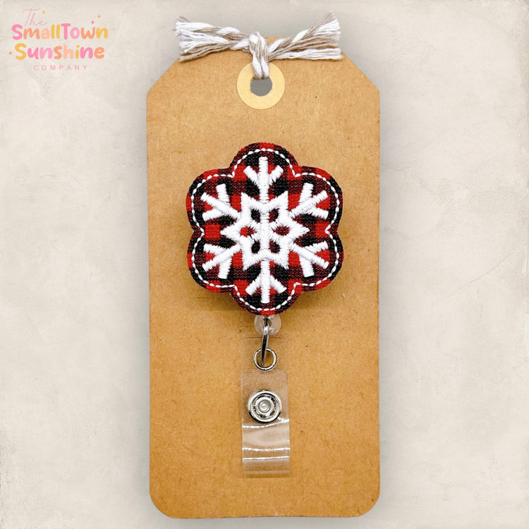 Buffalo Plaid Snowflake Badge Topper