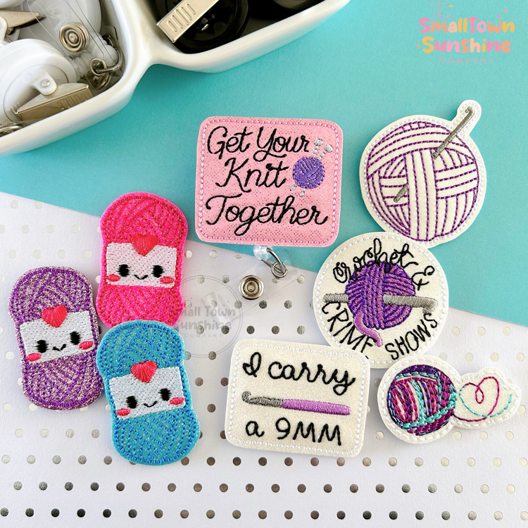 Yarn and Crochet Badge Topper Collection
