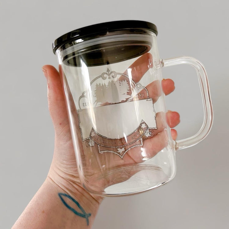 North Pole Approved Hot Chocolate Glass Mug, Plastic Lid & Straw Included