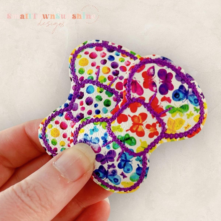 Rainbow Collection - Embroidered Bow Snap Clip Barrettes