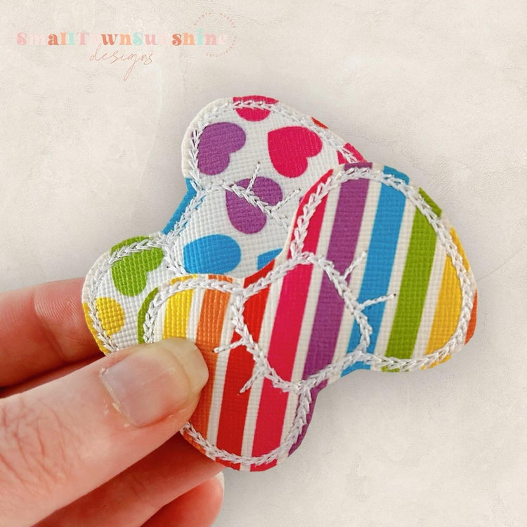 Rainbow Collection - Embroidered Bow Snap Clip Barrettes