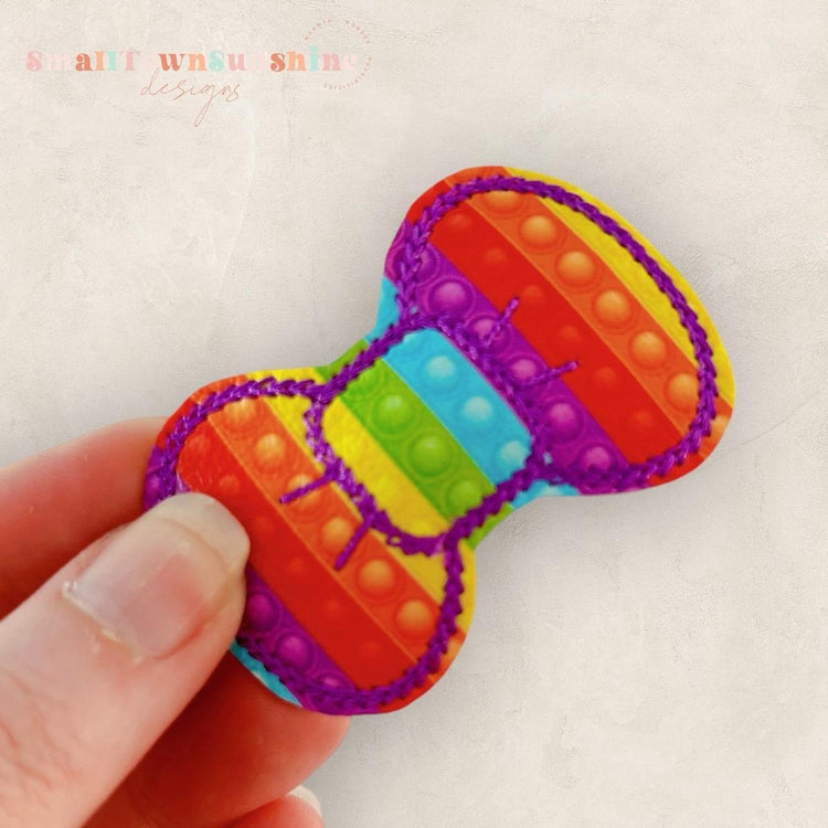 Rainbow Collection - Embroidered Bow Snap Clip Barrettes