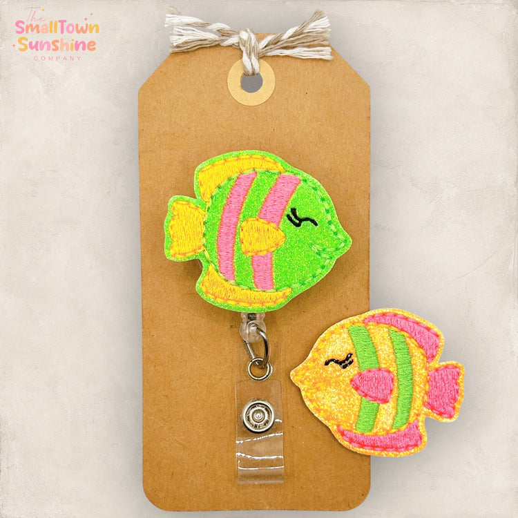 Neon Tropical Fish Badge Topper
