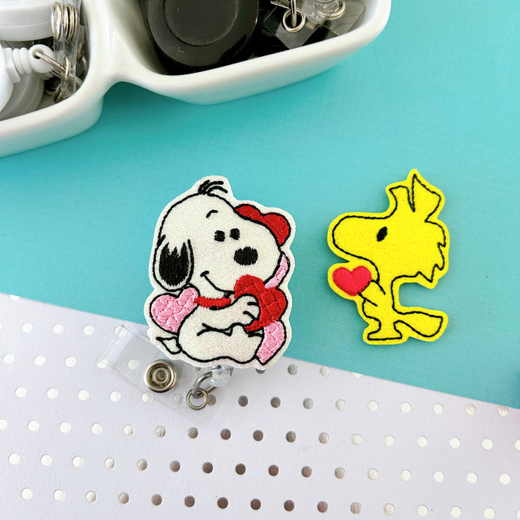 Valentine Beagle & Bird Badge Toppers