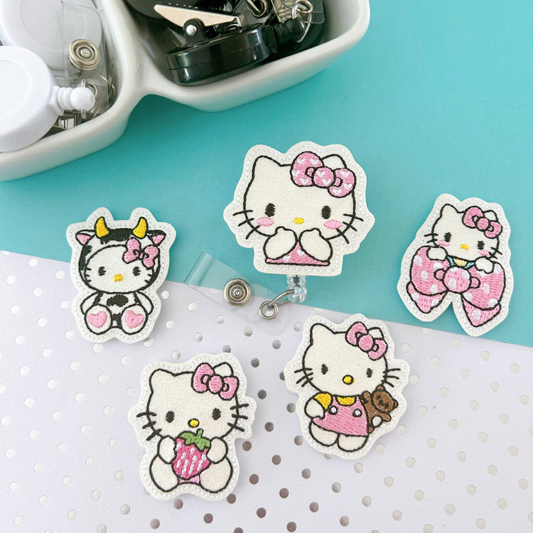 HK White Cat Badge Toppers