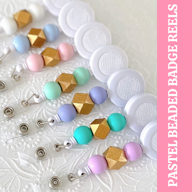 Pastel Beaded Retractable Badge Reels | INTERCHANGEABLE
