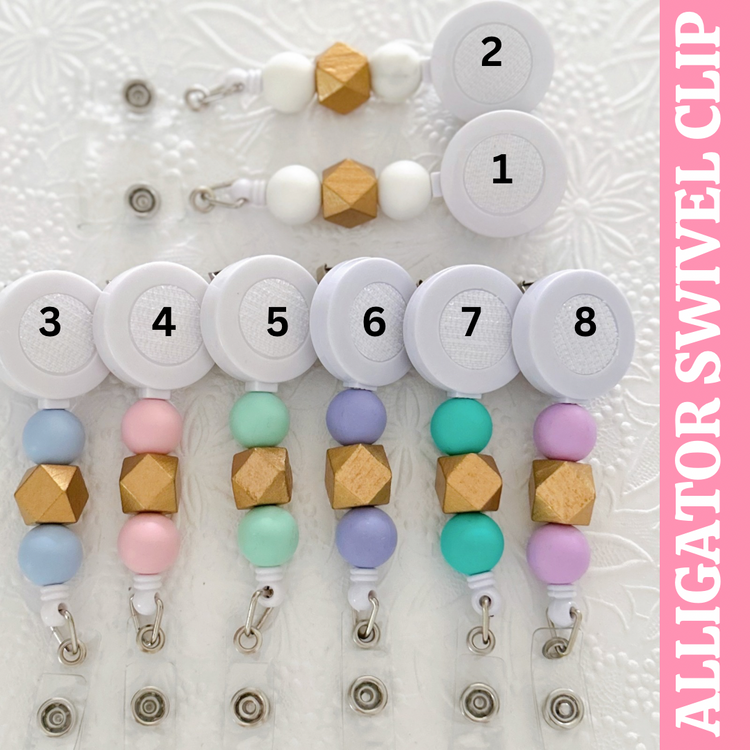 Pastel Beaded Retractable Badge Reels | INTERCHANGEABLE