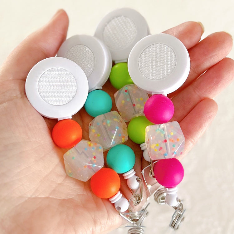 Funfetti Beaded Retractable Badge Reels | INTERCHANGEABLE