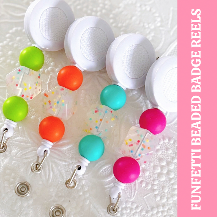 Funfetti Beaded Retractable Badge Reels | INTERCHANGEABLE