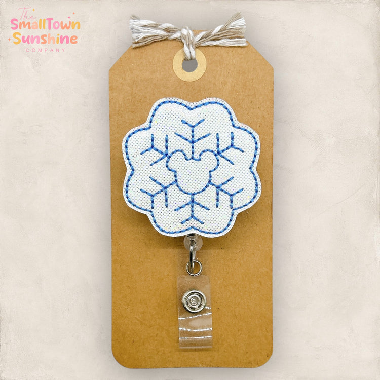 Blue Mouse Snowflake Badge Topper