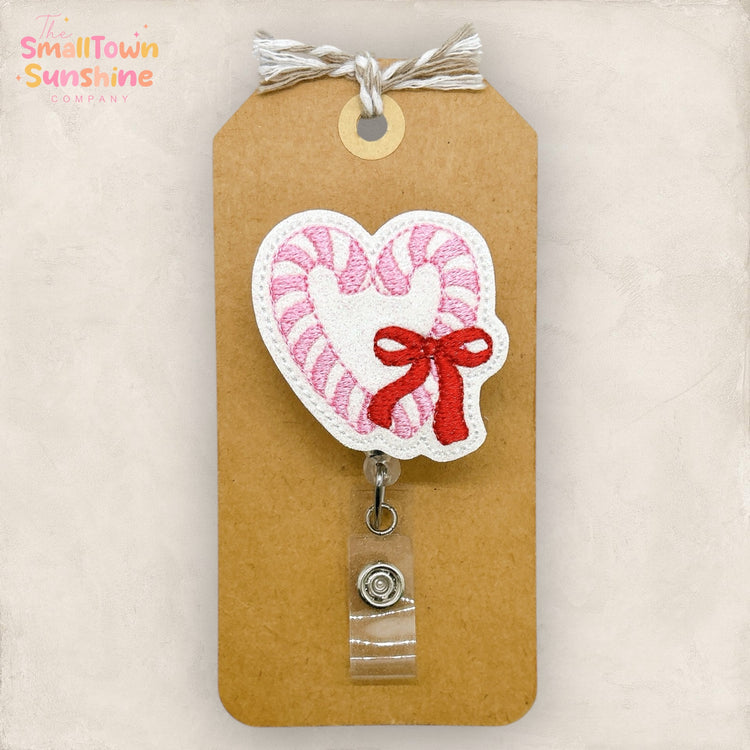 Candy Cane Heart Badge Topper