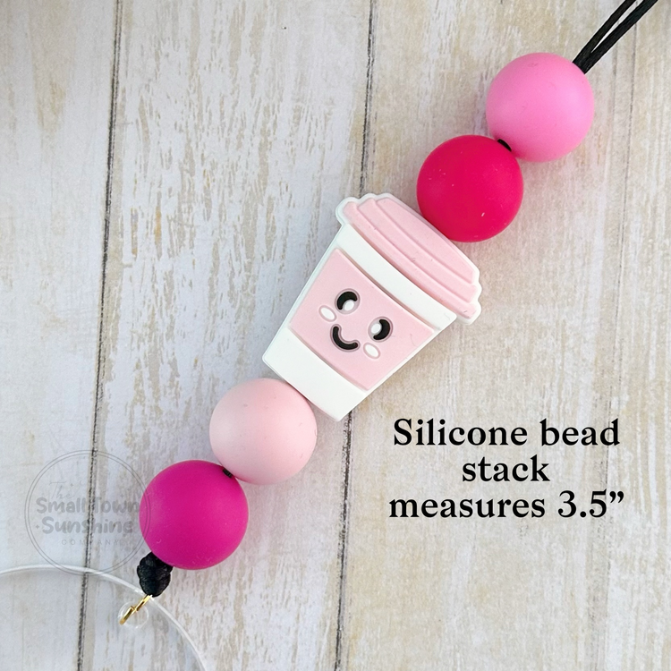 Partially Beaded Lanyard for Removable Badge Toppers | PINK COFFEE