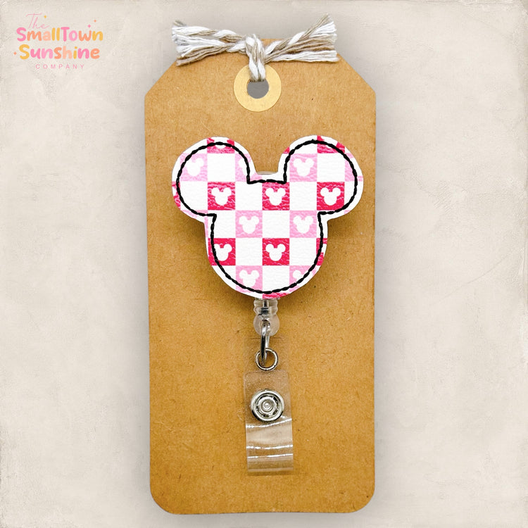 Checkered Valentine Mouse Badge Topper