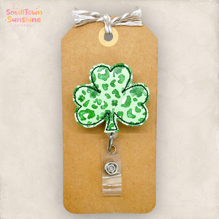 Cheetah Shamrock Badge Topper