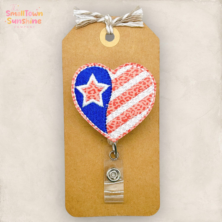 Leopard Flag Heart Badge Topper