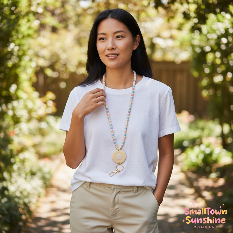 Beaded Lanyard for Removable Badge Toppers | SWEET & TART