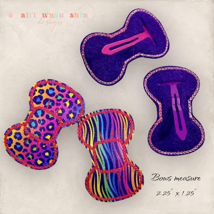 90's Collection - Embroidered Bow Snap Clip Barrettes