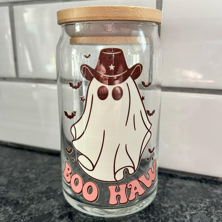 Boo Haw Ghost Glass Can Cup