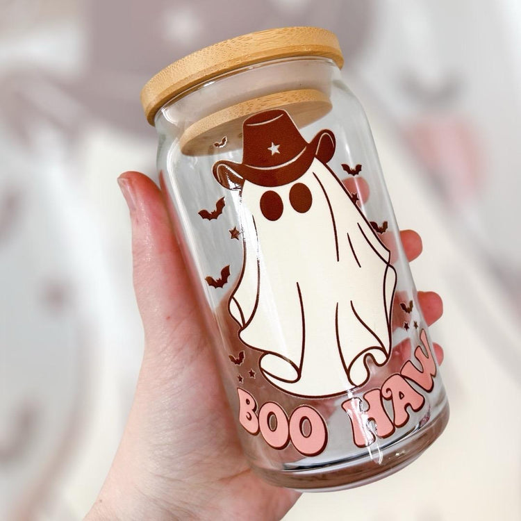 Boo Haw Ghost Glass Can Cup