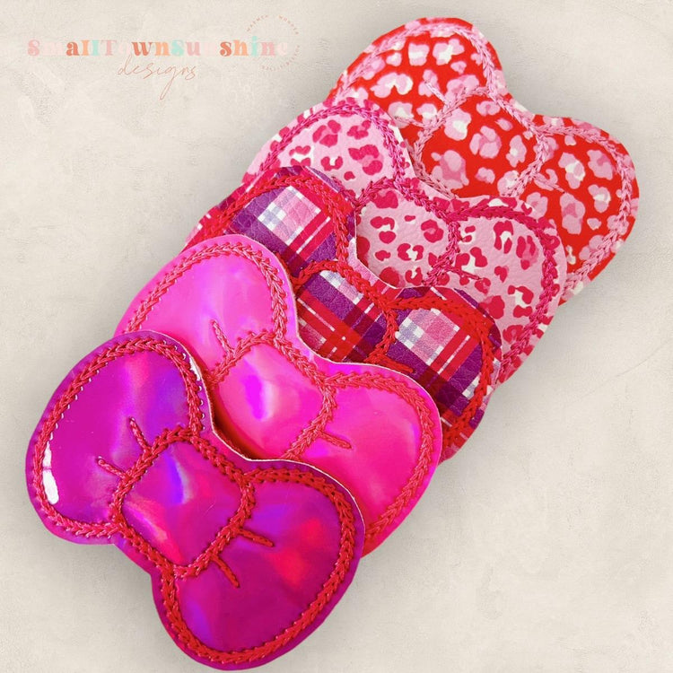 Pretty in Pink Collection - Embroidered Bow Snap Clip Barrettes
