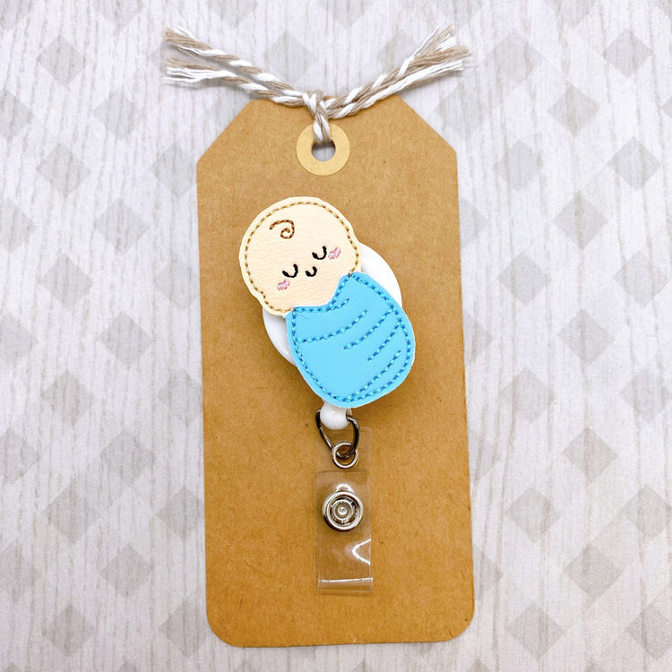 Swaddled Baby Boy Badge Topper
