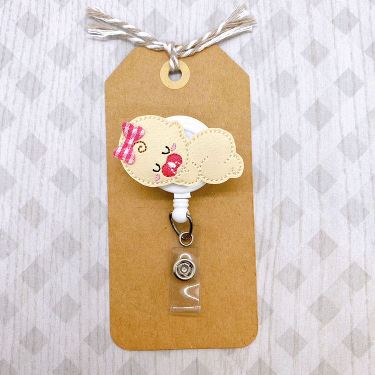 Sleeping Baby Girl Badge Topper