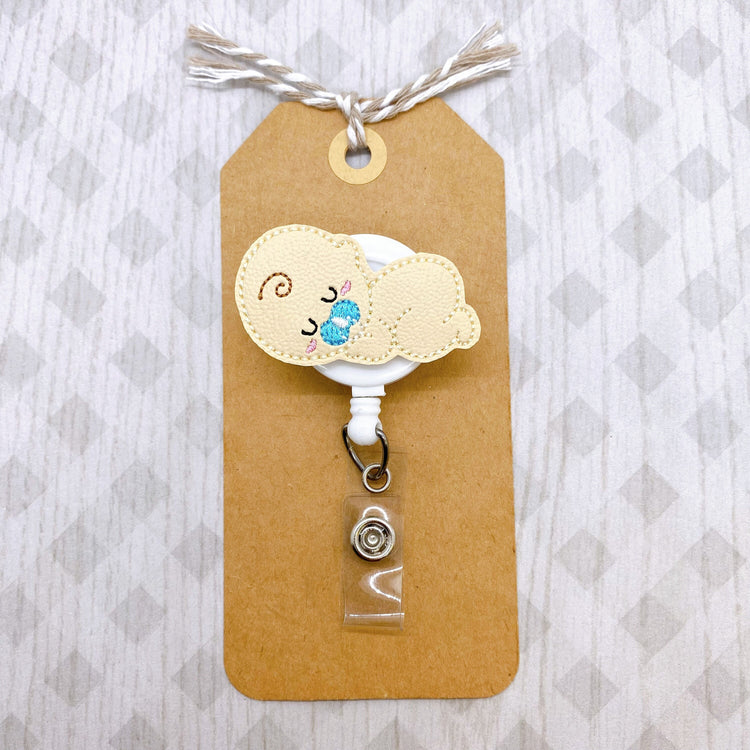 Sleeping Baby Boy Badge Topper