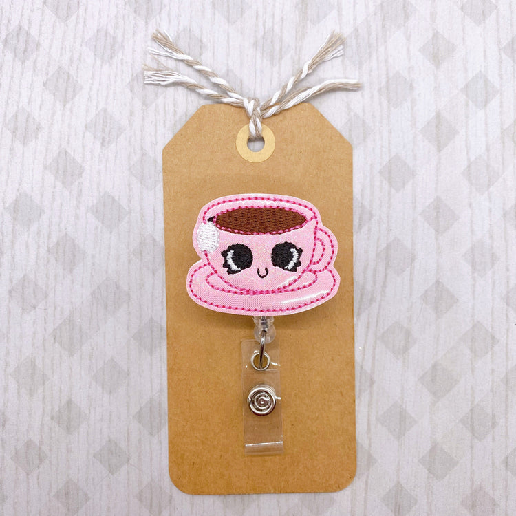 Pink Tea Cup Badge Topper