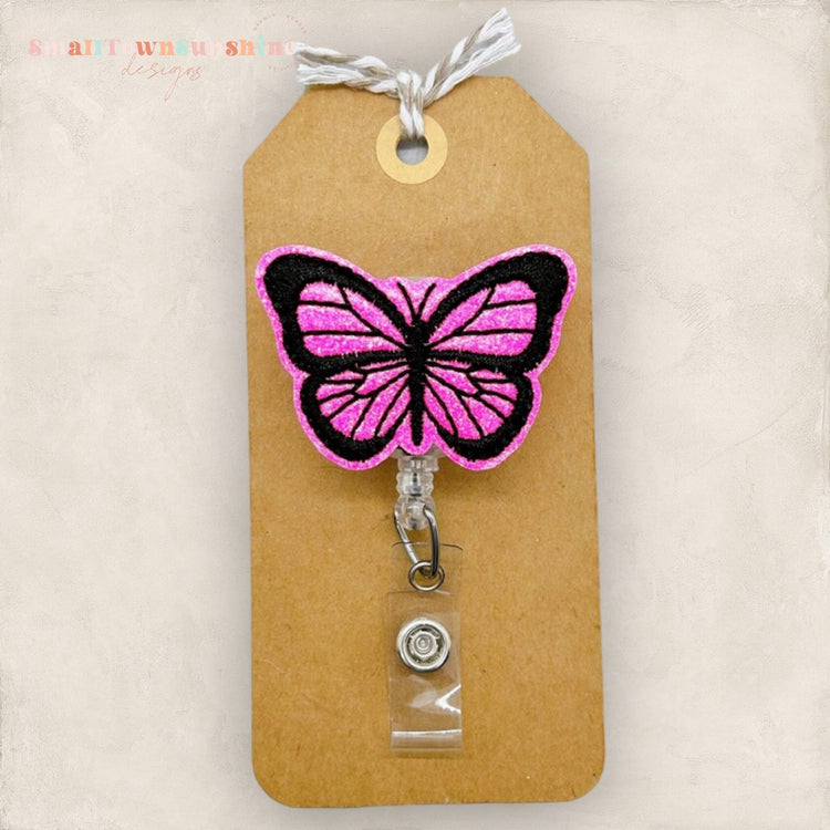 Hot Pink Butterfly Badge Topper