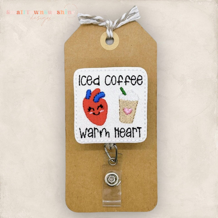 Iced Coffee Warm Heart Badge Topper